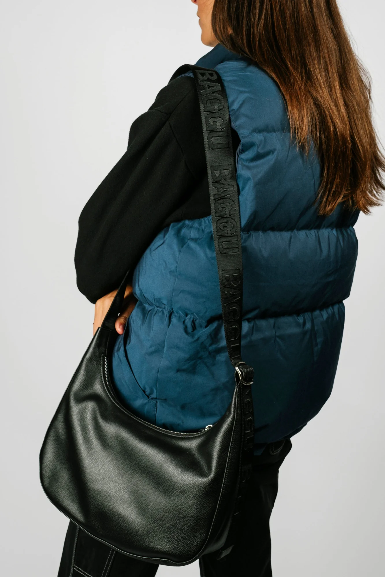 Medium Recycled Leather Crescent Bag | 2 Colors - Image 8