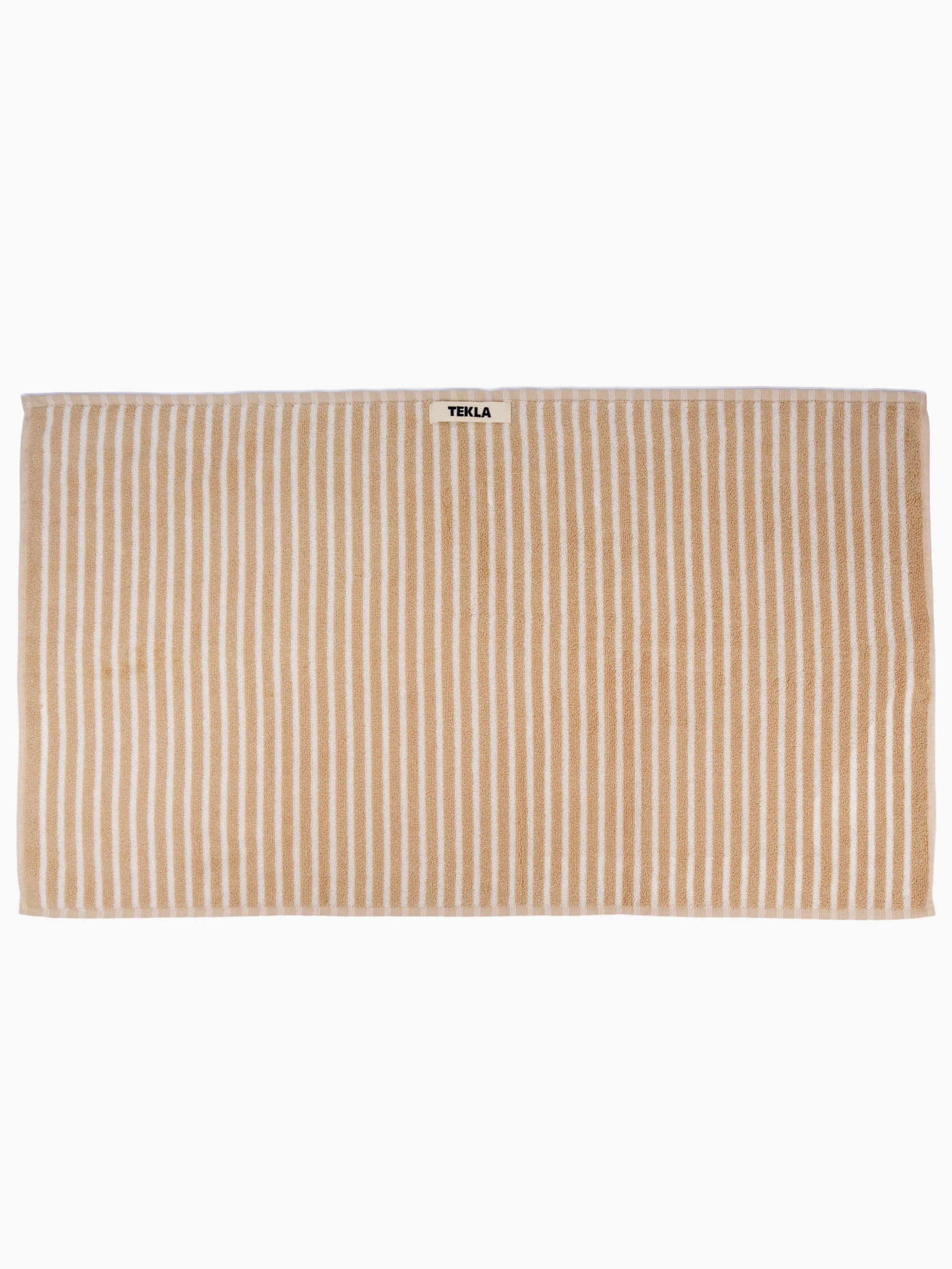 Organic Cotton Striped Towels & Bath Mat | Ivory - Image 8