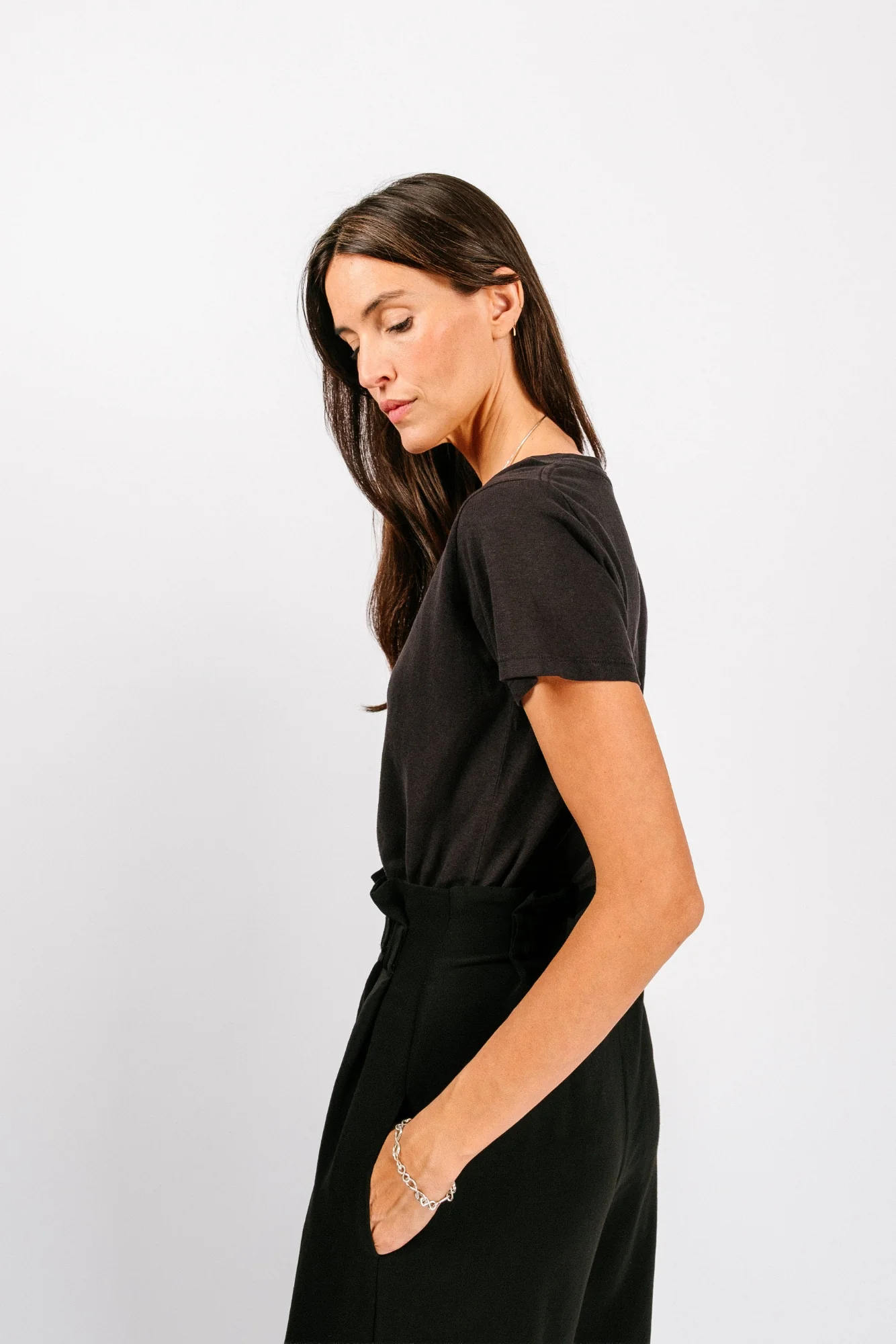 Paige V-Neck Tee | Black - Image 10